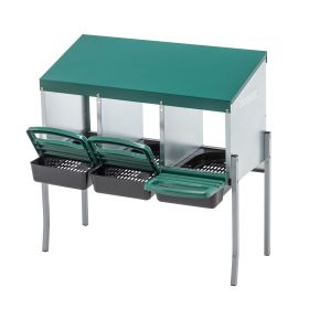 3 Holes Chicken Nesting Box Metal Chicken Egg Laying Nest Box with Bracket Legs