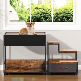 Pet Step Window Perch,Bunk Beds Window Perch for Dogs Bedside Lounge Elevated Dog Bed Multi-Level Platform with sponge, Non-Slip Pad and Storage