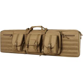 Rifle Bag, 42 inch Tactical Double Long Gun Bag, Soft Rifle Case with Lockable Zipper, Portable Handle & Shoulder Strap (Color: Brown, size: 42 inch)